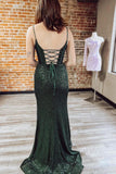 Dark Green Sequin Mermaid Long Formal HZ0307