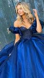 A-Line Organza Beaded Long Prom Dress Evening Formal HZ0307