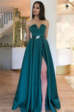 LTP1637,Gorgeous Dark Green Satin Prom Dresses,High Quality A-Line Long Evening HZ0307