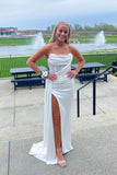 Strapless Green Satin Fitted Long Formal Dress with HZ0307