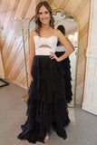 Keyhole Hot Pink Chiffon Ruffle A-line Long Party HZ0307