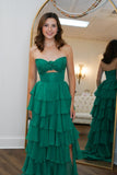 Keyhole Hot Pink Chiffon Ruffle A-line Long Party HZ0307