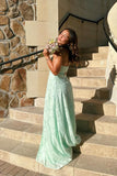 Strapless Mint Green Lace A-line Formal HZ0307