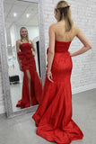 Strapless Red Fitted Long Formal Dress with HZ0307