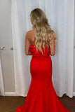 Strapless Red Ruffle Fitted Long Formal Dress with HZ0307
