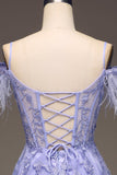 Straps Blue Sheer Appliques A-line Long HZ0307