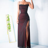 LTP1578,Sexy Black Chiffon Red Layer Sheath Long Prom Evening HZ0307