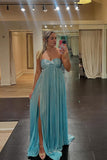 Empire Light Blue Metallic Pleated Formal HZ0307