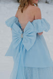 Sweetheart Sky Blue A-line Long Formal Gown with HZ0307