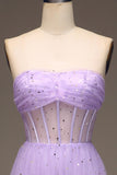Lilac Starry Tulle A-line Long Formal HZ0307