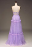 Lilac Starry Tulle A-line Long Formal HZ0307