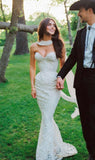 Two Pieces Mermaid Lace Wedding Dresses Sweetheart Sleeveless Evening Prom HZ0307