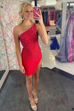 LTP1472,One Shoulder Red Tight Homecoming HZ0307