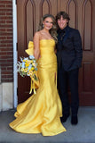 Strapless Yellow Mermaid Long Formal Dress with A HZ0307
