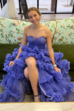 Strapless Purple Ruffle A-line Formal HZ0307