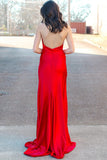 Halter Red Satin Fitted Party Dress with HZ0307