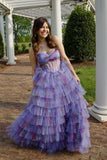 Sweetheart Floral Corset Tulle Ruffle A-line Prom HZ0307