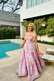 Sweetheart Pink Floral A-line Prom HZ0307