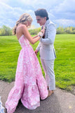 Sweetheart Pink Floral A-line Prom HZ0307
