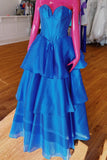 Royal Blue Strapless Corset A-line Long Formal HZ0307