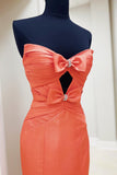 Orange Mermaid Keyhole Long Prom Dress with HZ0307