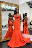 Orange Mermaid Keyhole Long Prom Dress with HZ0307