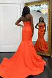 Orange Mermaid Keyhole Long Prom Dress with HZ0307