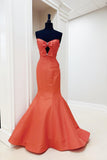 Orange Mermaid Keyhole Long Prom Dress with HZ0307