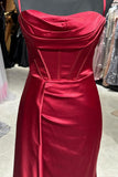 Straps Wine Red Satin Cowl Neck HZ0307