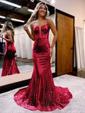 Spaghetti Straps Mermaid Sequins Long Evening Prom HZ0307
