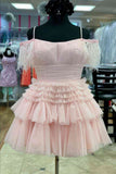 Baby Blue Tulle Off The Shoulder Multi Layers Homecoming HZ0307