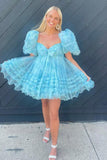 Princess Bubble Sleeves Ruffle Homecoming HZ0307