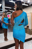 One Shoulder Sequin Bodycon Tassel Homecoming HZ0307