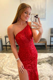 Floral Lace Mermaid One Shoulder Prom HZ0307