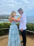 LTP1231,Sweet Baby Blue Tulle A-Line Prom Evening Dresses,Ruffles Fashion Prom Dresses HZ0307