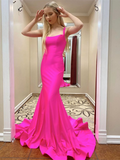 LTP0883,Mermaid Hot Pink Long Prom Dresses,Mermaid Pink Evening HZ0307