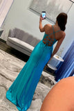 Straps Blue Lace Appliques and Satin Fitted Long Prom HZ0307