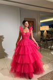 Fuchsia Tiered Ruffles Tulle Party HZ0307