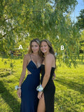 Simple Prom Dress - Black & Blue Evening Formal HZ0307