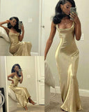 LTP1271, Super Shiny Cream Crystal Satin Long Prom Dresses High Quality Spaghetti Straps Mermaid Bridesmaid HZ0307