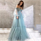 LTP1519,Off The Shoulder Pleated Long Prom Evening Dresses A-Line Formal HZ0307