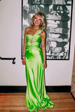 One Shoulder Hot Pink Ruched Keyhole Fitted Prom HZ0307