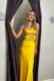 One Shoulder Hot Pink Ruched Keyhole Fitted Prom HZ0307