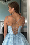 LTP1403,A Line Light Blue Tulle Homecoming Dress With Lace Appliques,Short Prom HZ0307