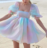 LTP1285,Cute Gradient Color Homecoming Dresses,Bubble Sleeves Hoco HZ0307