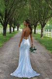 Light Blue Sequin Fitted Formal Dress with 3D HZ0307