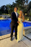 Strapless Yellow Fitted Long Prom Dress with Lace-up HZ0307