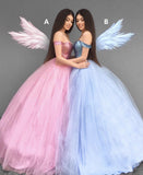 LTP01001,Princess off the shoulder prom dresses sweet 16 dress pink/blue evening prom HZ0307