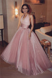 LTP1668,Gorgeous Pink V-Neck Celebration Long Prom Dresses, Open Back Evening Party HZ0307