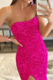 Hot Pink Sequins Mermaid Long Prom HZ0307